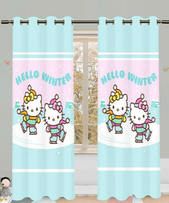 پرده نوپه هوم Nope Home مدل مخمل پانچی طرح گربه سایز 140x280