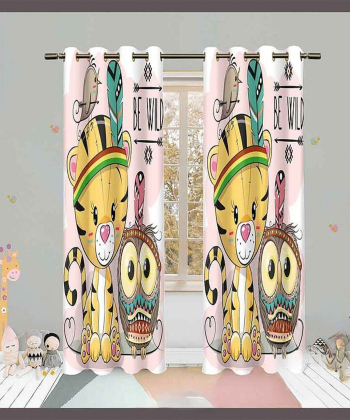 پرده نوپه هوم Nope Home مدل مخمل پانچی طرح ببر و جغد سایز 140x280