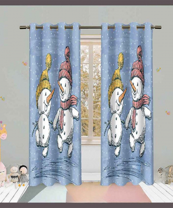 پرده نوپه هوم Nope Home مدل مخمل پانچی طرح آدم برفی سایز 140x280