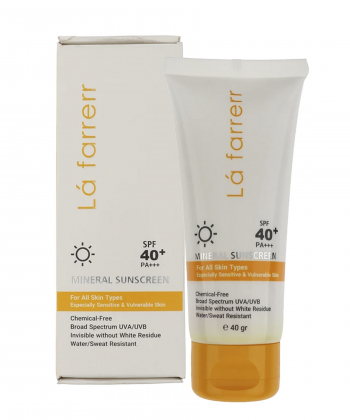 کرم ضد آفتاب مینرال لافارر Lafarrerr مناسب انواع پوست spf40 بی رنگ حجم 40 میلی لیتر