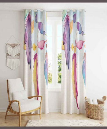 پرده نوپه هوم Nope Home مدل مخمل پانچی طرح پر سایز 140x280