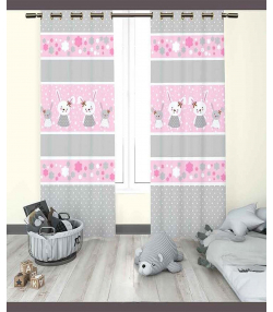 پرده نوپه هوم Nope Home مدل مخمل پانچی طرح خرگوش سایز 140x280