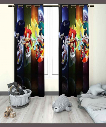 پرده نوپه هوم Nope Home مدل مخمل پانچی طرح سونیک سایز 140x280