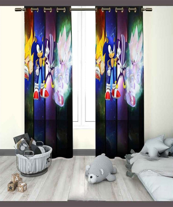 پرده نوپه هوم Nope Home مدل مخمل پانچی طرح سونیک سایز 140x280