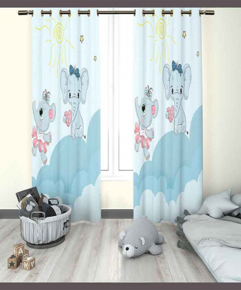 پرده نوپه هوم Nope Home مدل مخمل پانچی طرح فیل سایز 140x280