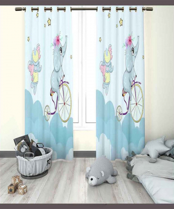 پرده نوپه هوم Nope Home مدل مخمل پانچی طرح فیل سایز 140x280
