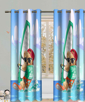 پرده نوپه هوم Nope Home مدل مخمل پانچی طرح خرسی سایز 140x280