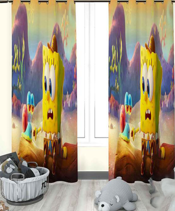 پرده نوپه هوم Nope Home مدل مخمل پانچی طرح باب اسفنجی سایز 140x280