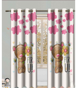 پرده نوپه هوم Nope Home مدل مخمل پانچی طرح خرسی سایز 140x280