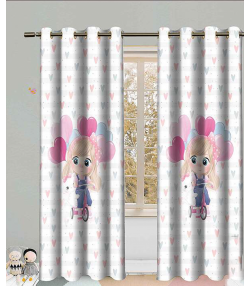 پرده نوپه هوم Nope Home مدل مخمل پانچی طرح دختر و بادکنک سایز 140x280