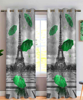 پرده نوپه هوم Nope Home مدل مخمل پانچی طرح برج ایفل و چتر سایز 140x280