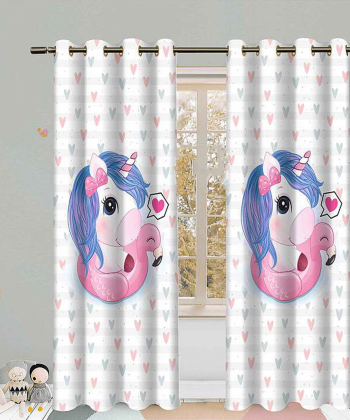 پرده نوپه هوم Nope Home مدل مخمل پانچی طرح اسب تک شاخ سایز 140x280
