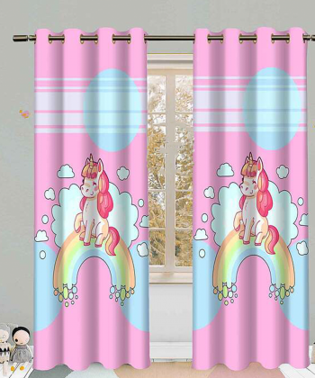 پرده نوپه هوم Nope Home مدل مخمل پانچی طرح اسب تک شاخ سایز 140x280