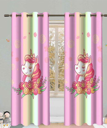 پرده نوپه هوم Nope Home مدل مخمل پانچی طرح اسب تک شاخ سایز 140x280