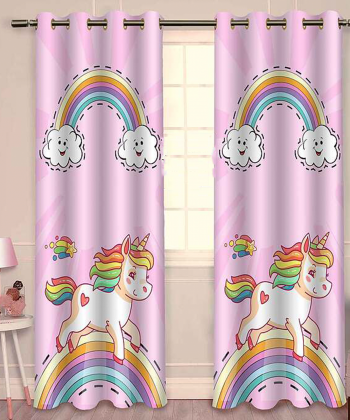 پرده نوپه هوم Nope Home مدل مخمل پانچی طرح اسب تک شاخ سایز 140x280