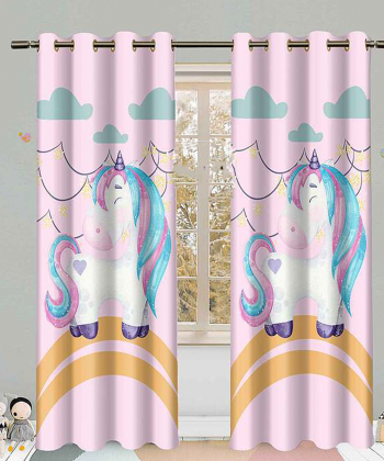 پرده نوپه هوم Nope Home مدل مخمل پانچی طرح اسب تک شاخ سایز 140x280