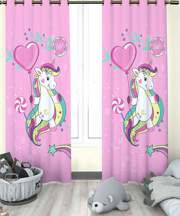 پرده نوپه هوم Nope Home مدل مخمل پانچی طرح تک شاخ سایز 140x280