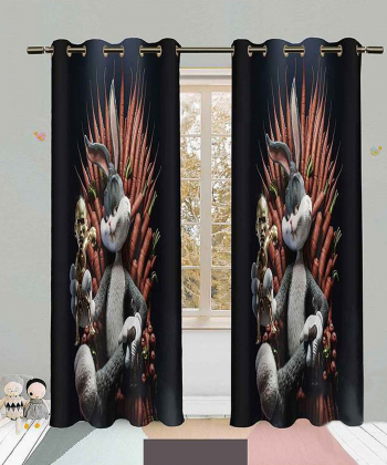 پرده نوپه هوم Nope Home مدل مخمل پانچی طرح بانی خرگوشه سایز 140x280