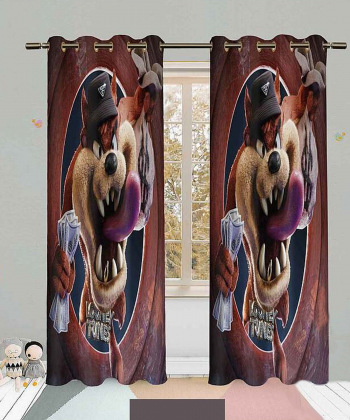 پرده نوپه هوم Nope Home مدل مخمل پانچی طرح لونی تونز سایز 140x280