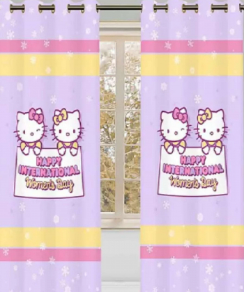 پرده نوپه هوم Nope Home مدل مخمل پانچی طرح گربه سایز 140x280