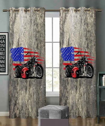 پرده نوپه هوم Nope Home مدل مخمل پانچی طرح موتورسیکلت سایز 140x280