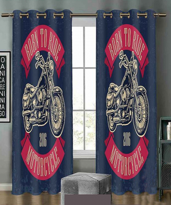 پرده نوپه هوم Nope Home مدل مخمل پانچی طرح موتورسیکلت سایز 140x280