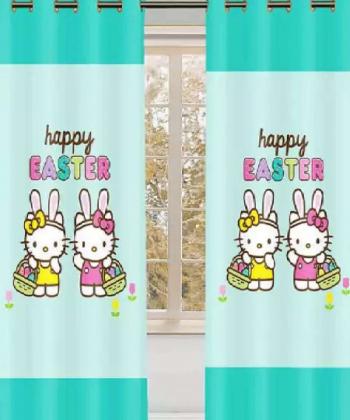 پرده نوپه هوم Nope Home مدل مخمل پانچی طرح خرگوش سایز 140x280