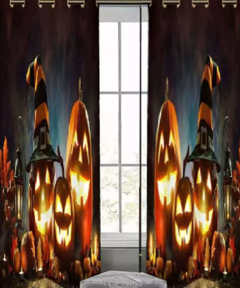 پرده نوپه هوم Nope Home مدل مخمل پانچی طرح هالوین سایز 140x280