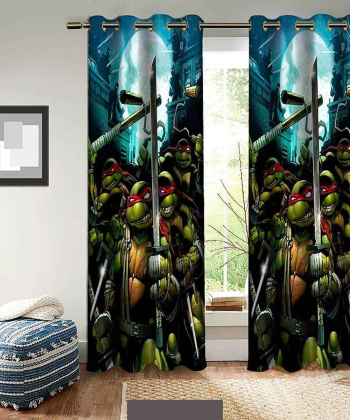 پرده نوپه هوم Nope Home مدل مخمل پانچی طرح لاک پشت نینجا سایز 140x280