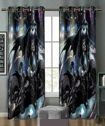 پرده نوپه هوم Nope Home مدل مخمل پانچی طرح بتمن و موتور سایز 140x280