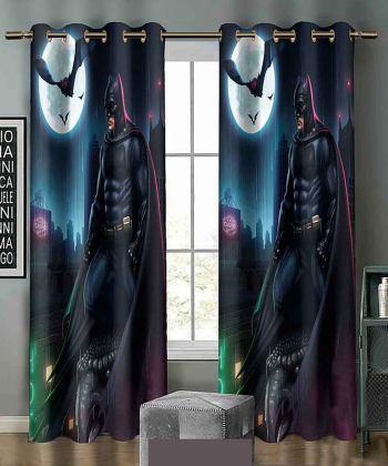 پرده نوپه هوم Nope Home مدل مخمل پانچی طرح بتمن و خفاش سایز 140x280