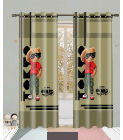 پرده نوپه هوم Nope Home مدل مخمل پانچی طرح خرس عینکی سایز 140x280