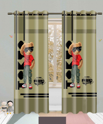 پرده نوپه هوم Nope Home مدل مخمل پانچی طرح خرس عینکی سایز 140x280