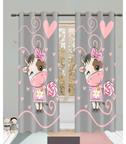 پرده نوپه هوم Nope Home مدل مخمل پانچی طرح گاو و آبنبات سایز 140x280