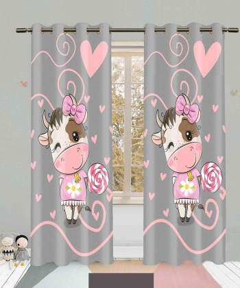 پرده نوپه هوم Nope Home مدل مخمل پانچی طرح گاو و آبنبات سایز 140x280