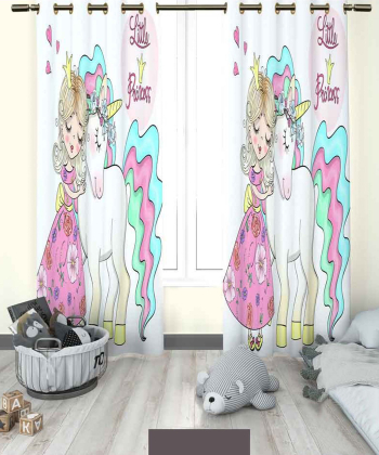 پرده نوپه هوم Nope Home مدل مخمل پانچی طرح اسب تک شاخ سایز 140x280