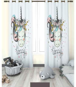 پرده نوپه هوم Nope Home مدل مخمل پانچی طرح اسب تک شاخ سایز 140x280