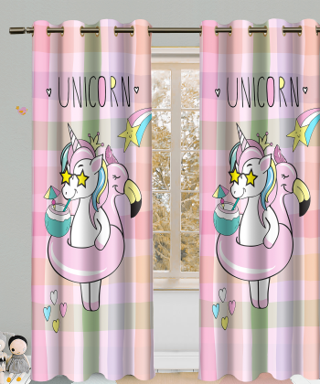 پرده نوپه هوم Nope Home مدل مخمل پانچی طرح اسب تک شاخ سایز 140x280
