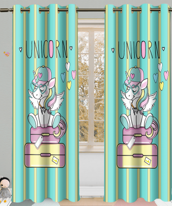 پرده نوپه هوم Nope Home مدل مخمل پانچی طرح اسب تک شاخ سایز 140x280