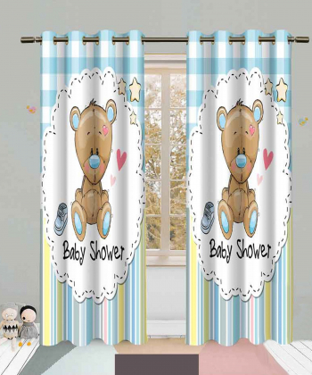 پرده نوپه هوم Nope Home مدل مخمل پانچی طرح خرس سایز 140x280