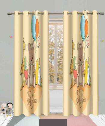 پرده نوپه هوم Nope Home مدل مخمل پانچی طرح خرس و زرافه سایز 140x280