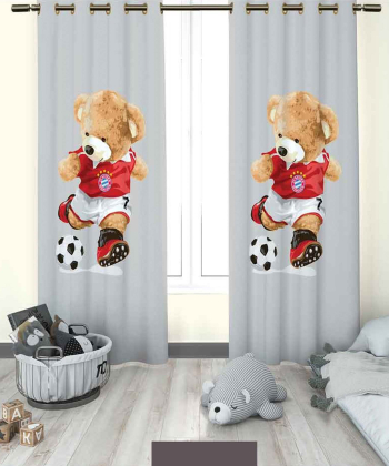 پرده نوپه هوم Nope Home مدل مخمل پانچی طرحخرس سایز 140x280