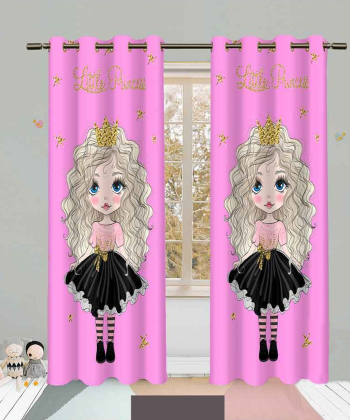 پرده نوپه هوم Nope Home مدل مخمل پانچی طرح دختر سایز 140x280