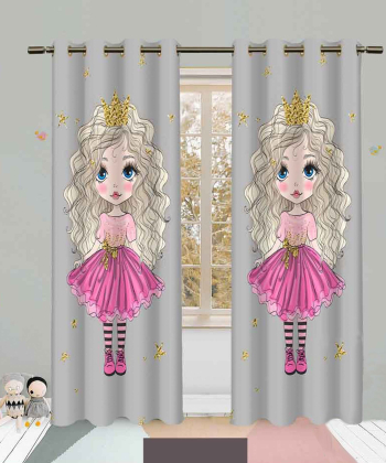 پرده نوپه هوم Nope Home مدل مخمل پانچی طرح دختر سایز 140x280