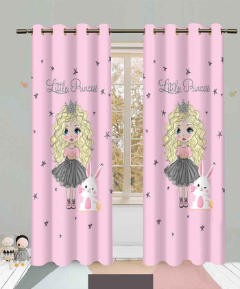 پرده نوپه هوم Nope Home مدل مخمل پانچی طرح دختر سایز 140x280