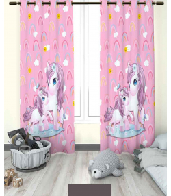 پرده نوپه هوم Nope Home مدل مخمل پانچی طرح اسب تک شاخ سایز 140x280