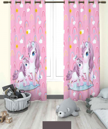 پرده نوپه هوم Nope Home مدل مخمل پانچی طرح اسب تک شاخ سایز 140x280