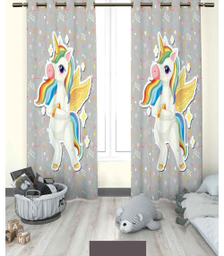 پرده نوپه هوم Nope Home مدل مخمل پانچی طرح اسب تک شاخ سایز 140x280