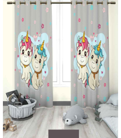 پرده نوپه هوم Nope Home مدل مخمل پانچی طرح اسب های تک شاخ سایز 140x280