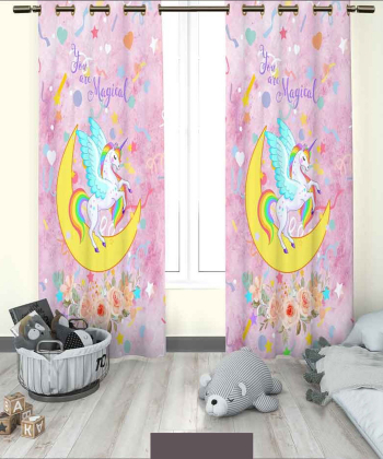پرده نوپه هوم Nope Home مدل مخمل پانچی طرح اسب تک شاخ سایز 140x280